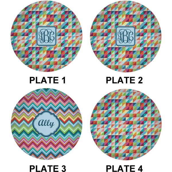 Retro Triangles Set of Lunch / Dinner Plates (Approval)