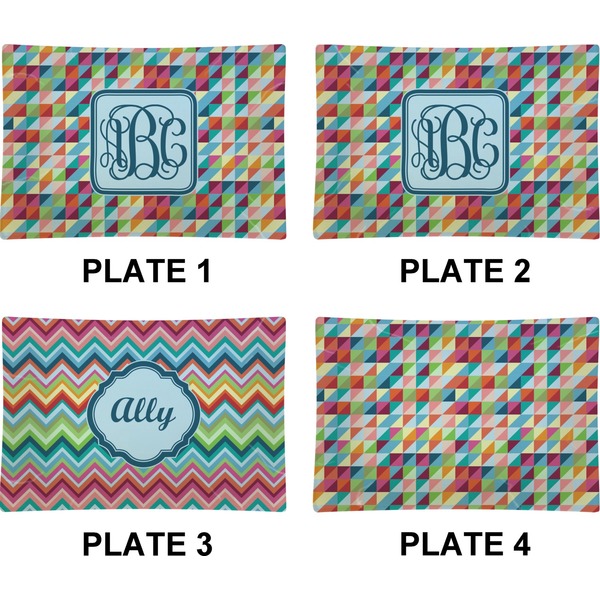 Retro Triangles Set of Rectangular Appetizer / Dessert Plates (Approval)