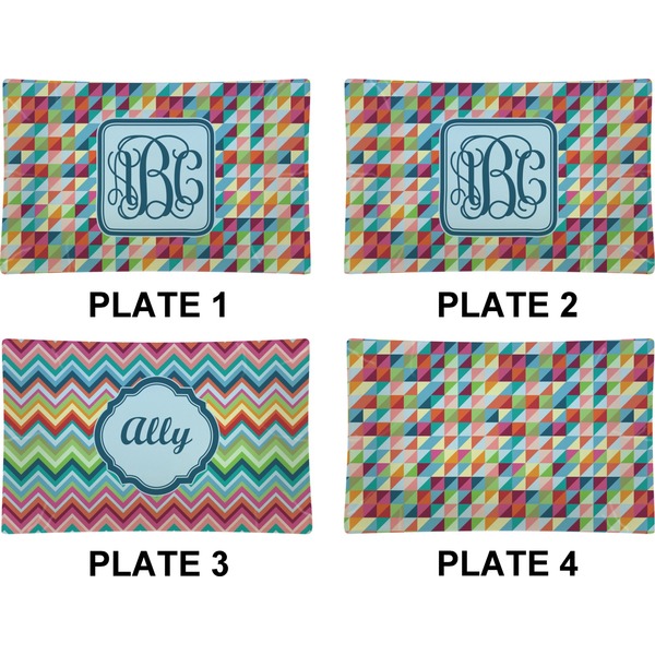 Retro Triangles Set of Rectangular Dinner Plates (Approval)