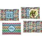 Retro Triangles Set of 4 Glass Rectangular Lunch / Dinner Plate (Personalized)