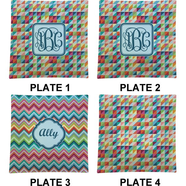 Retro Triangles Set of Square Dinner Plates (Approval)