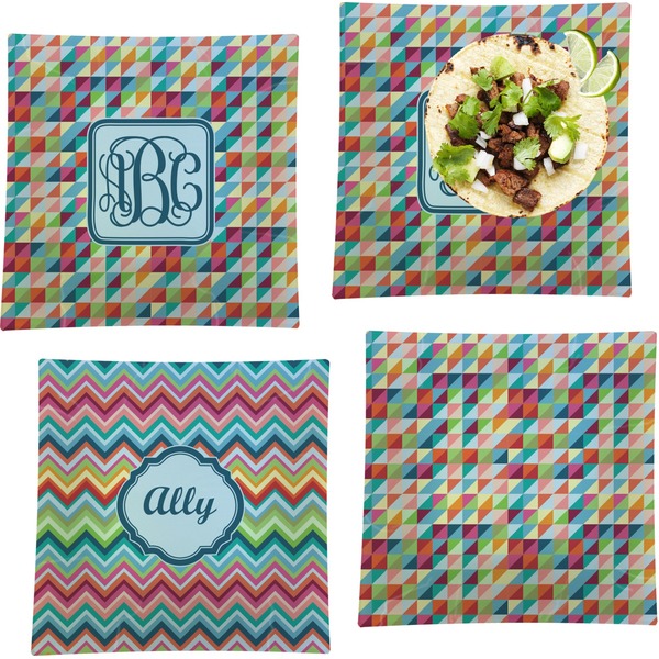 Retro Triangles Set of Square Dinner Plates