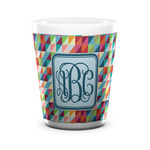 Retro Triangles Ceramic Shot Glass - 1.5 oz - White - Set of 4 (Personalized)