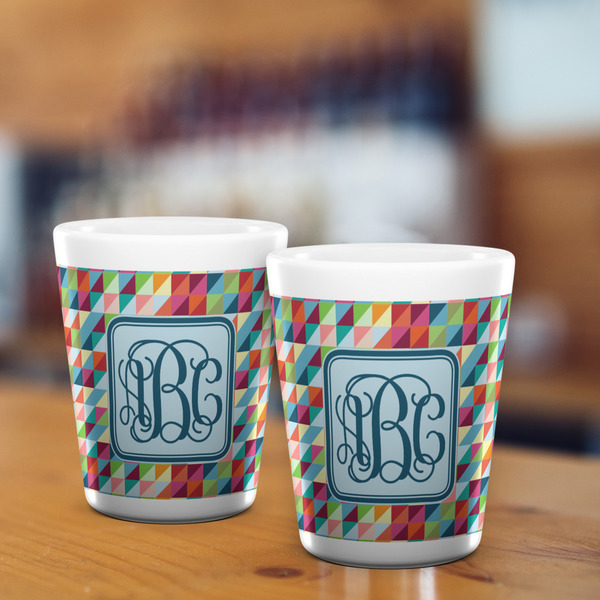 Retro Triangles Shot Glass - White - LIFESTYLE