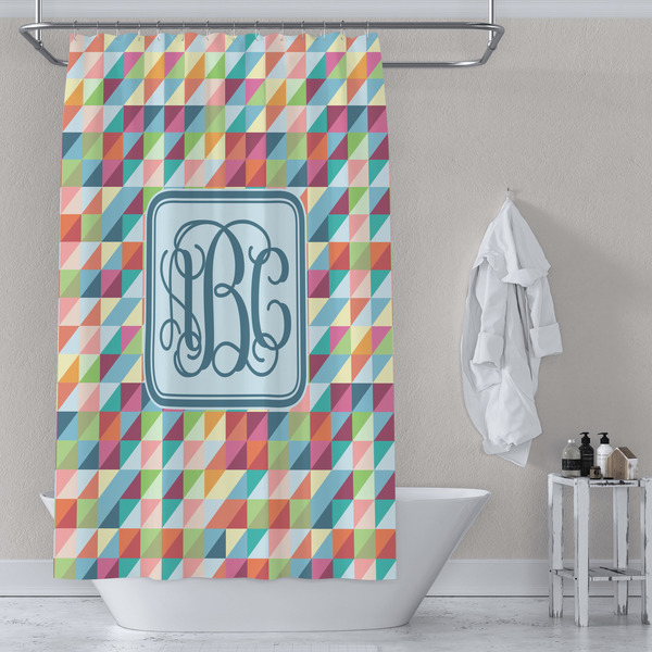 Retro Triangles Shower Curtain Lifestyle