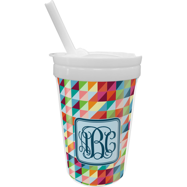 Custom Retro Triangles Sippy Cup with Straw (Personalized)