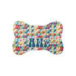 Retro Triangles Bone Shaped Dog Food Mat (Small) (Personalized)