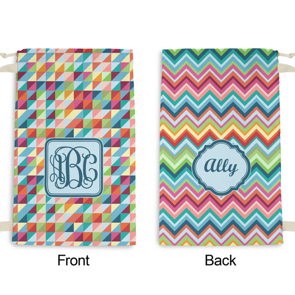 Retro Triangles Small Laundry Bag - Front & Back View