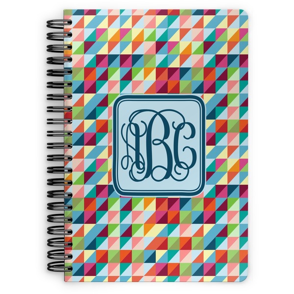 Custom Retro Triangles Spiral Notebook - 7x10 w/ Monogram