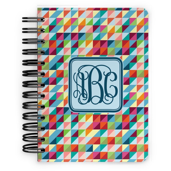 Custom Retro Triangles Spiral Notebook - 5x7 w/ Monogram
