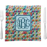 Retro Triangles 9.5" Glass Square Lunch / Dinner Plate- Single or Set of 4 (Personalized)