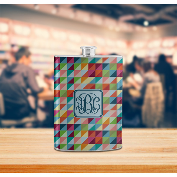 Retro Triangles Stainless Steel Flask - LIFESTYLE 2