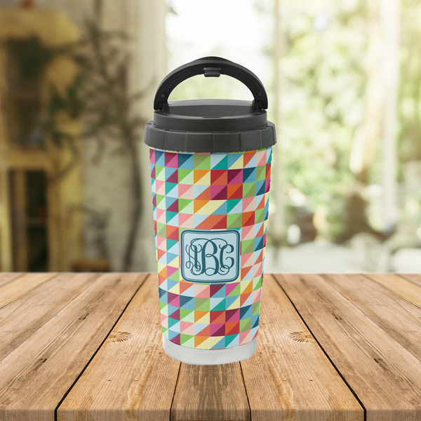 Retro Triangles Stainless Steel Travel Cup Lifestyle