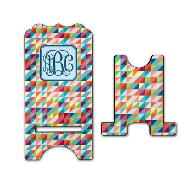 Retro Triangles Stylized Phone Stand - Front & Back - Large