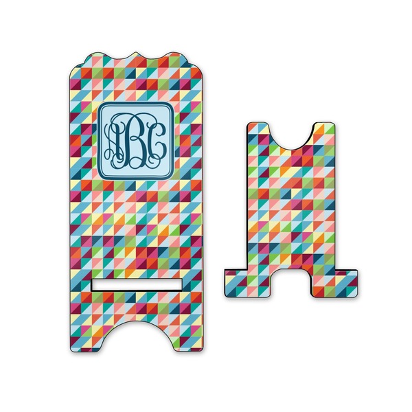 Retro Triangles Stylized Phone Stand - Front & Back - Small