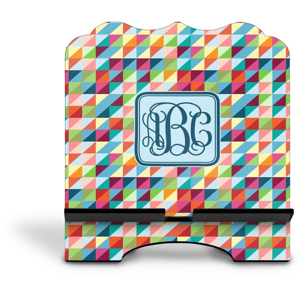 Retro Triangles Stylized Tablet Stand - Front without iPad