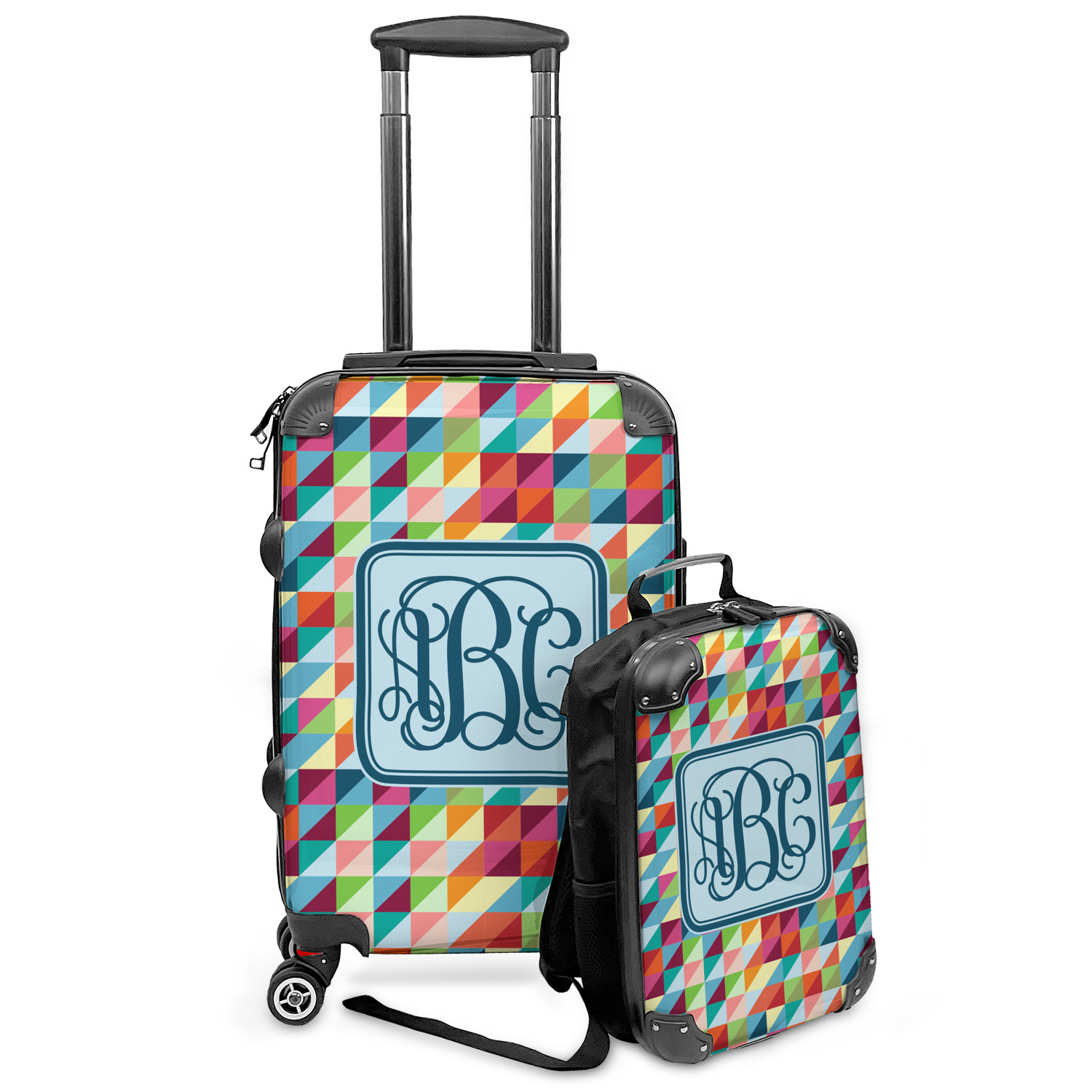 Custom Retro Triangles Kids 2-Piece Luggage Set - Suitcase