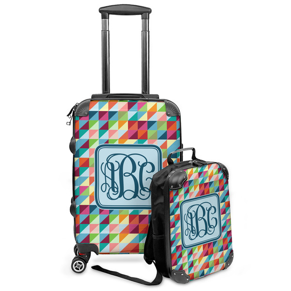 Custom Retro Triangles Kids 2-Piece Luggage Set - Suitcase & Backpack (Personalized)