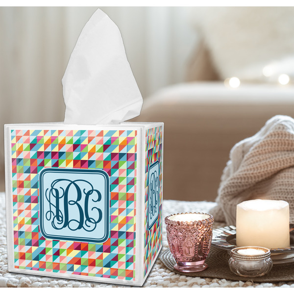Retro Triangles Tissue Box - LIFESTYLE