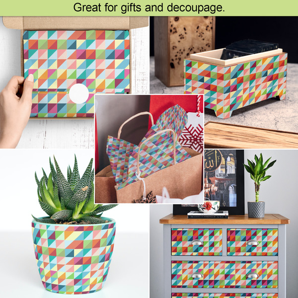 Retro Triangles Tissue Paper - In Use Collage