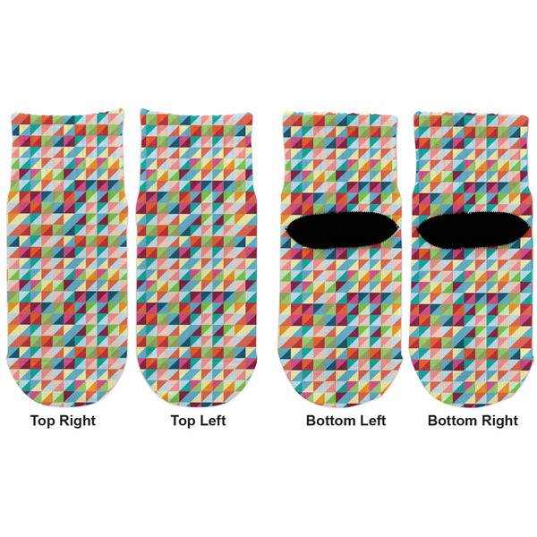 Retro Triangles Toddler Ankle Socks - Double Pair - Front and Back - Apvl