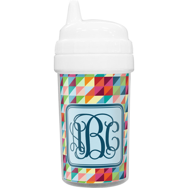 Custom Retro Triangles Toddler Sippy Cup (Personalized)