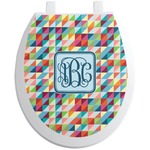 Retro Triangles Toilet Seat Decal - Round (Personalized)