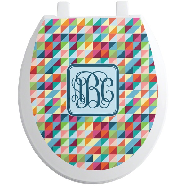 Custom Retro Triangles Toilet Seat Decal - Round (Personalized)