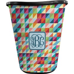 Retro Triangles Waste Basket - Single Sided (Black) (Personalized)