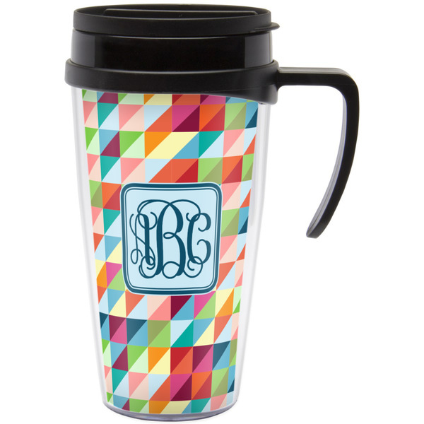 Custom Retro Triangles Acrylic Travel Mug with Handle (Personalized)