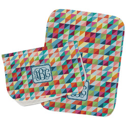Retro Triangles Burp Cloths - Fleece - Set of 2 w/ Monogram