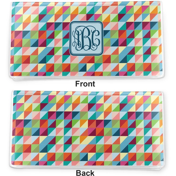 Retro Triangles Vinyl Check Book Cover - Front and Back