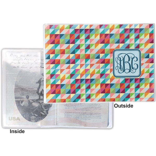 Retro Triangles Vinyl Passport Holder - Flat Front and Back