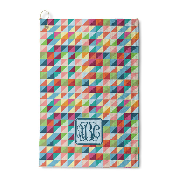 Custom Retro Triangles Waffle Weave Golf Towel (Personalized)