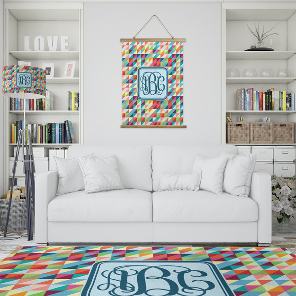 Retro Triangles Wall Hanging Tapestry - Portrait - IN CONTEXT