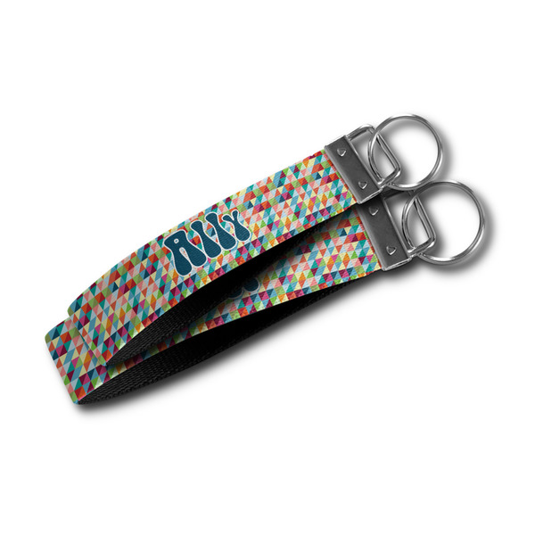 Retro Triangles Webbing Keychain FOBs - Size Comparison