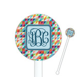 Retro Triangles 5.5" Round Plastic Stir Sticks - White - Single Sided (Personalized)
