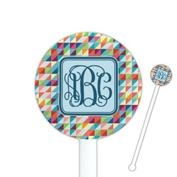 Retro Triangles 5.5" Round Plastic Stir Sticks - White - Single Sided (Personalized)
