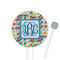 Retro Triangles 5.5" Round Plastic Stir Sticks - White - Single Sided (Personalized)