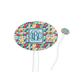 Retro Triangles Oval Plastic Stir Sticks (Personalized)