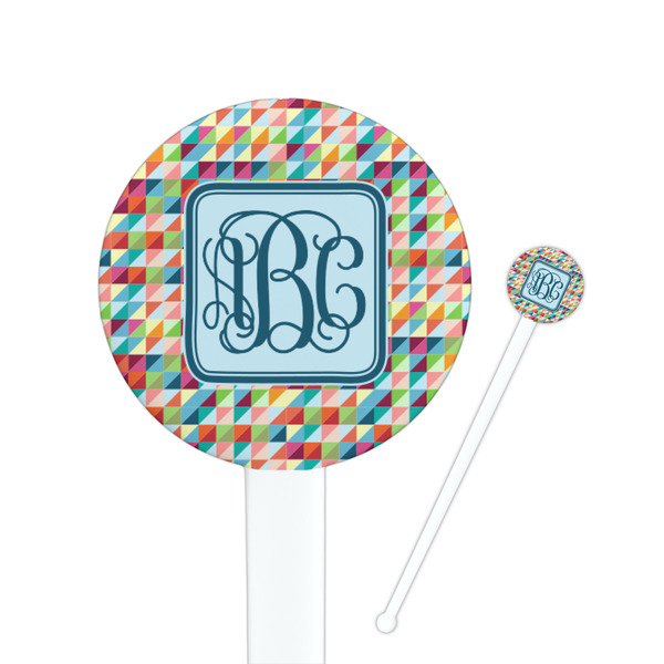 Custom Retro Triangles Round Plastic Stir Sticks (Personalized)