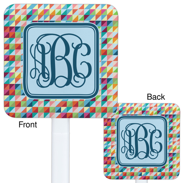 Retro Triangles White Plastic Stir Stick - Double Sided - Approval