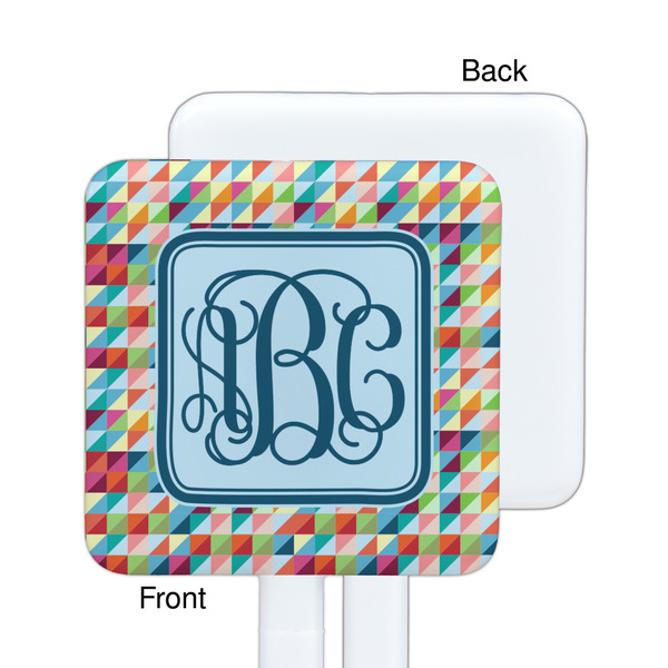 Retro Triangles White Plastic Stir Stick - Single Sided - Square - Approval