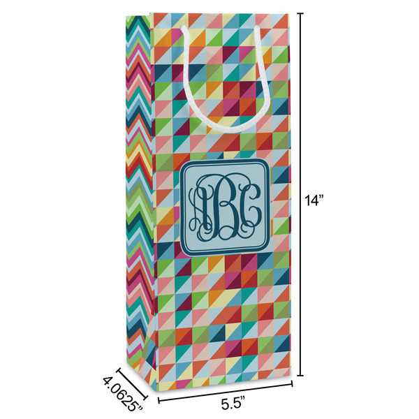 Retro Triangles Wine Gift Bag - Dimensions