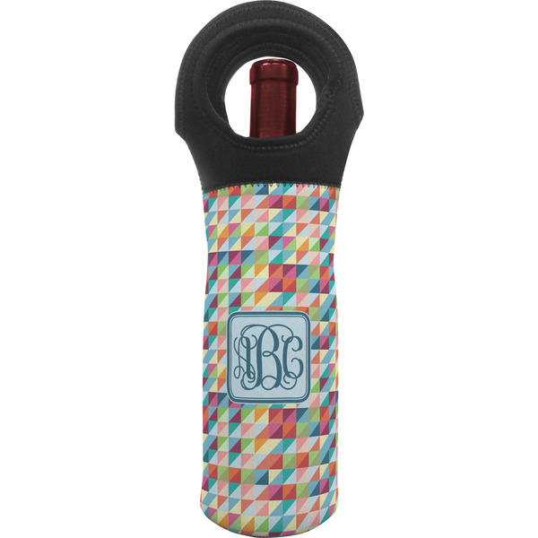 Custom Retro Triangles Wine Tote Bag (Personalized)