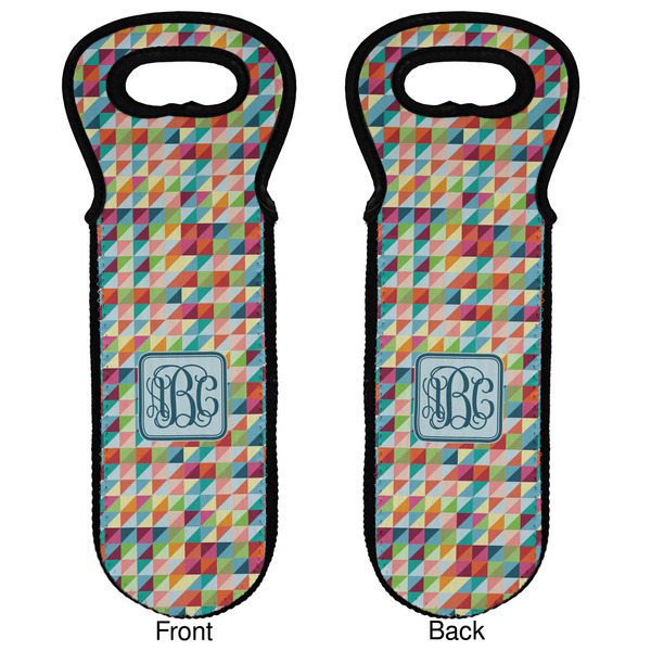 Retro Triangles Wine Tote Front & Back