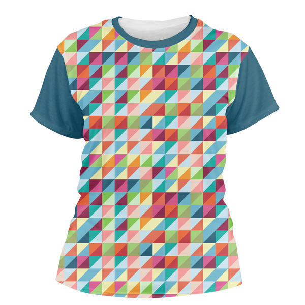 Custom Retro Triangles Women's Crew T-Shirt - X Small