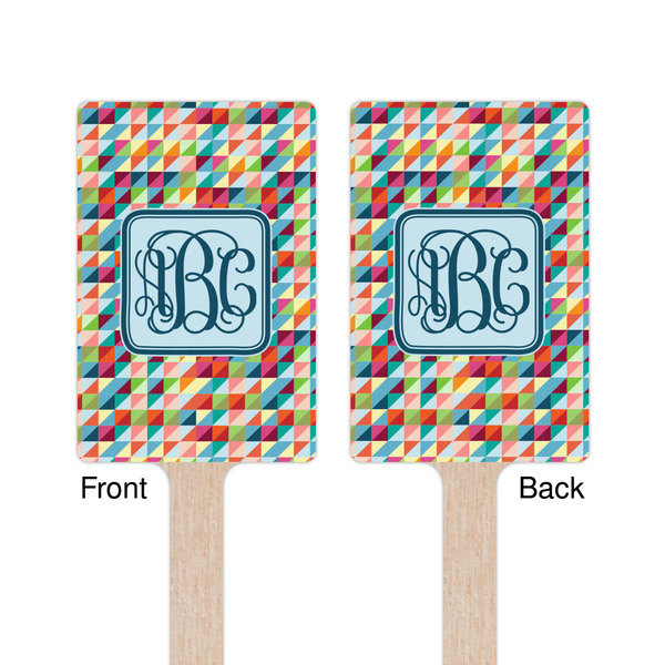 Retro Triangles Wooden 6.25" Stir Stick - Rectangular - Double Sided - Front & Back