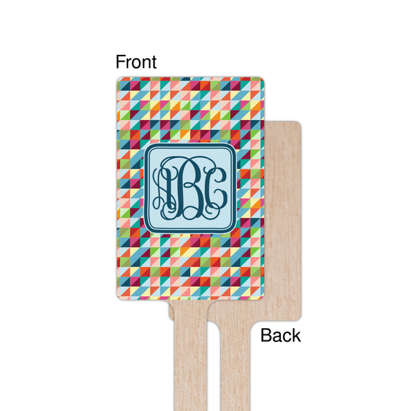 Retro Triangles Wooden 6.25" Stir Stick - Rectangular - Single - Front & Back