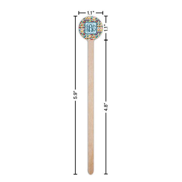 Retro Triangles Wooden 6" Stir Stick - Round - Dimensions